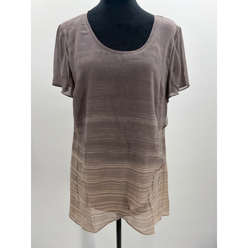 H by Halston Ombre Striped Asymmetrical Tunic Top Women's Size S